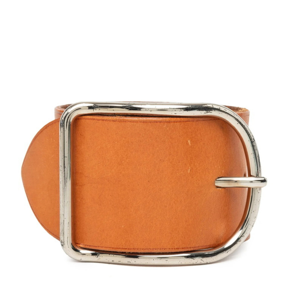 Hermes Api GM Bracelet Bangle, Size M, Brown Leather, Women's